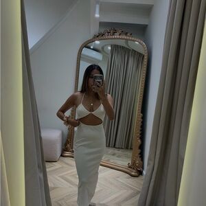 Daphale Cream cut out Knit Dress
